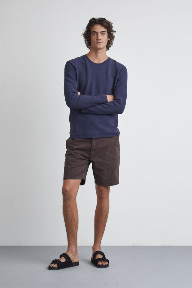 T-SHIRT ML COMFORT TEXTURE E BERMUDA ALF COMFORT MARROM_0